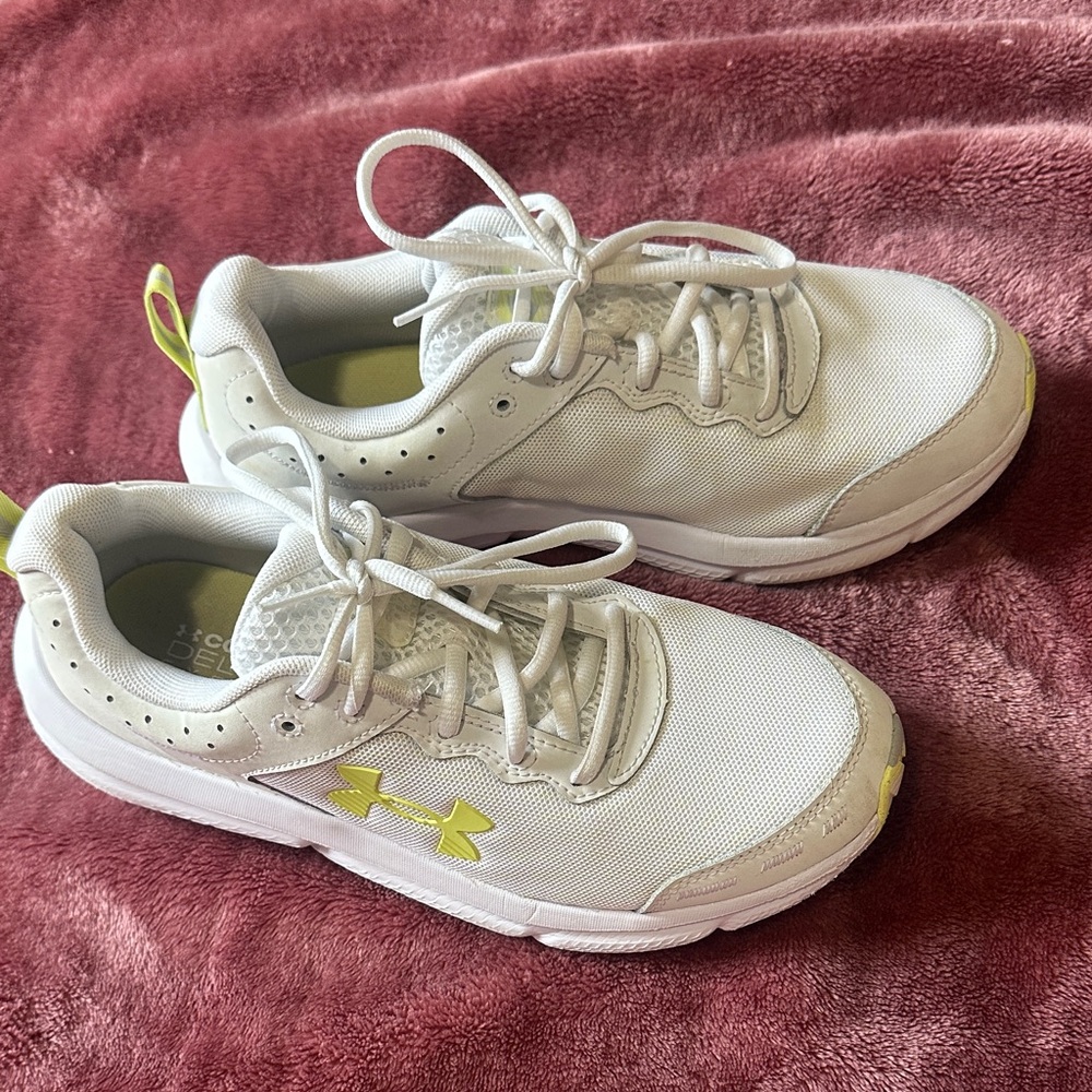 Under Armour White and Yellow Athletic Shoes